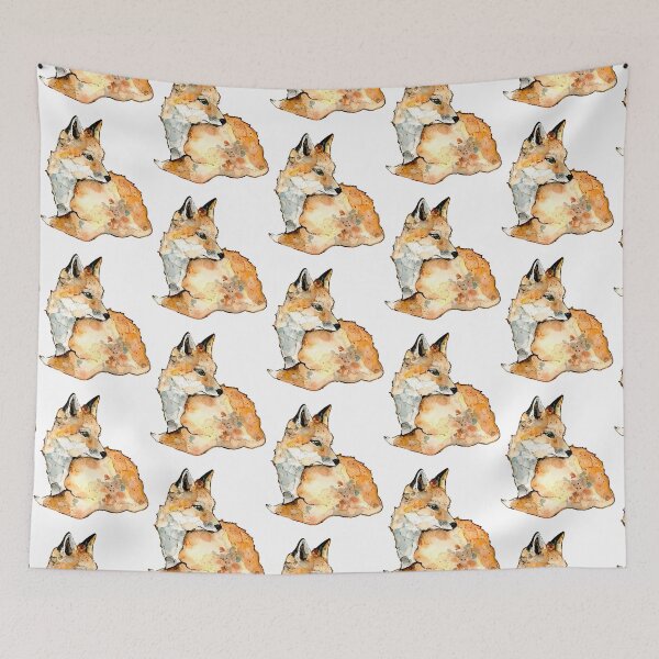 Item preview, Shy fox watercolor illustration designed and sold by AlfaNoraStore.
