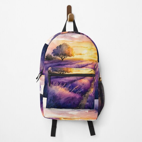Item preview, Sunset Over the Lavender Field Watercolor designed and sold by Wall-Art-Design.