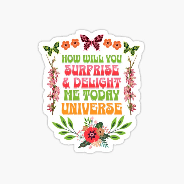 How will Surprise and Delight me Today Universe - Positive Mindset Abraham Hicks Quote Sticker