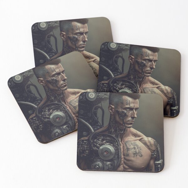 Item preview, Cybernetic man futuristic portrait designed and sold by artyficial-.