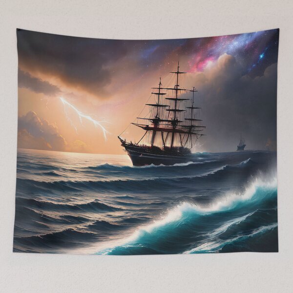 Item preview, Galactic Seas: A Beautiful Painting of a Ship Sailing Across the Stars designed and sold by D3monic.