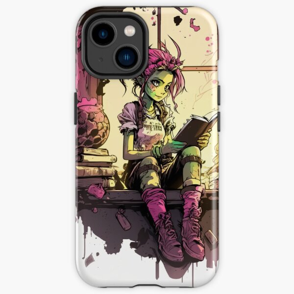 Pink goblin girl reading a book iPhone Tough Case