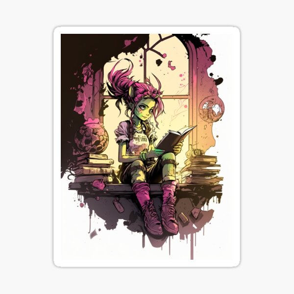 Item preview, Pink goblin girl reading a book  designed and sold by Perfect-Smile.