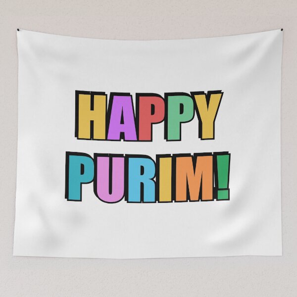 Item preview, HAPPY PURIM Jewish holiday colorful text designed and sold by Inspirationmotivation.