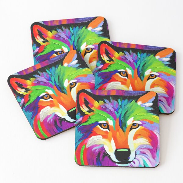 Item preview, Wilderness Dreamcatcher - Colorful Abstract Wolf Painting designed and sold by ElLocoMus.
