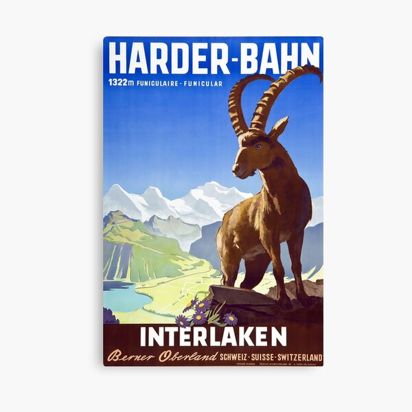 Interlaken,Switzerland,Ski Travel Poster Canvas Print
