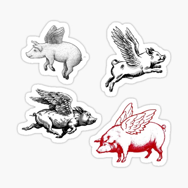 Item preview, Winged Pig Sticker Pack designed and sold by bolguzart.