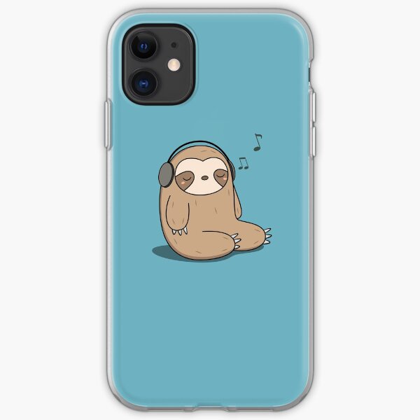 Kawaii Cute Sloth Listening To Music iPhone Soft Case