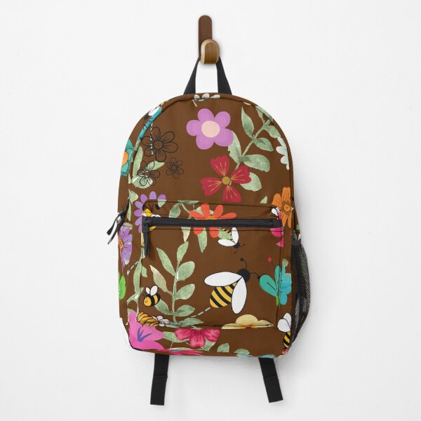 Item preview,  Boho Bee with Floral Pattern Brown Background designed and sold by Halcion C.