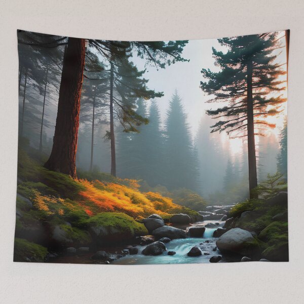 Item preview, Lost in the Fog: A Moody Pine Forest at Dusk designed and sold by D3monic.