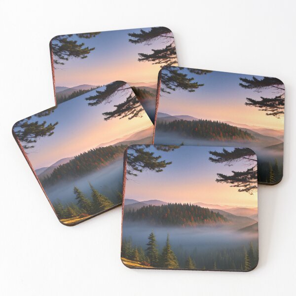Item preview, Misty Dusk: A Deep Dive into the Red Tinted Pine Forest designed and sold by D3monic.