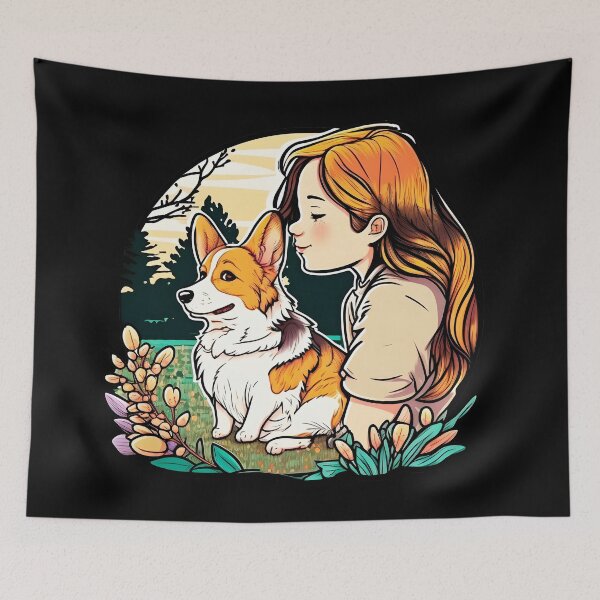 Item preview, Corgi & Girl Funny Pembroke Welsh Corgi Retro Dog Lover designed and sold by SecretDicer.