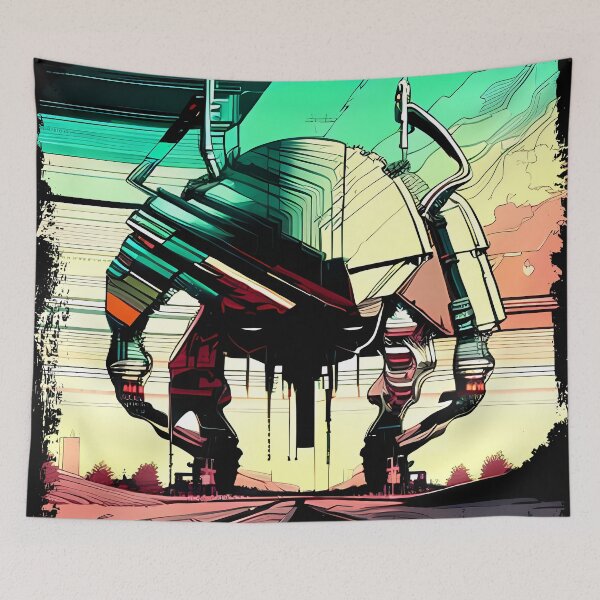 Item preview, Egyptian Scarab Beetle Cyberpunk Sticker Design: Futuristic Twist on Ancient Mythology designed and sold by Mytho Merch.