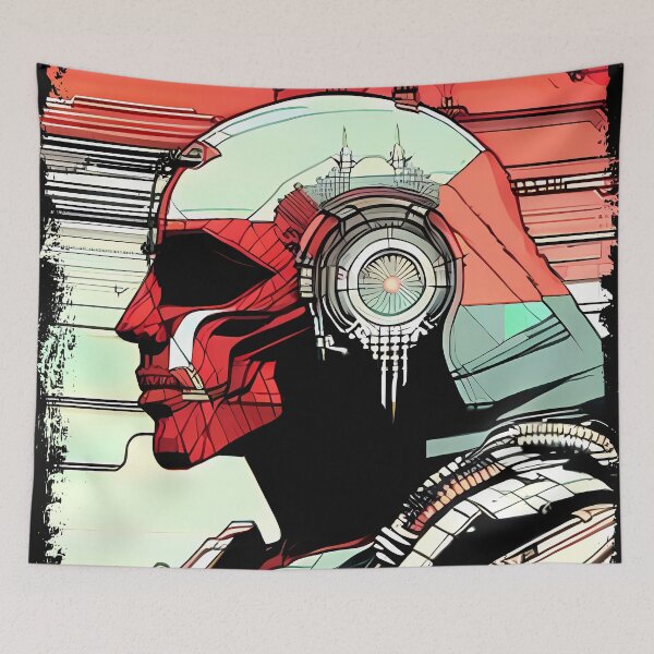 Item preview, Egyptian Scarab Beetle Cyberpunk Sticker Design: Futuristic Twist on Ancient Mythology designed and sold by Mytho Merch.