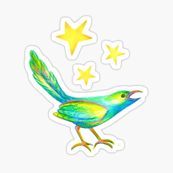 Fantasy Magpie blue and green Sticker