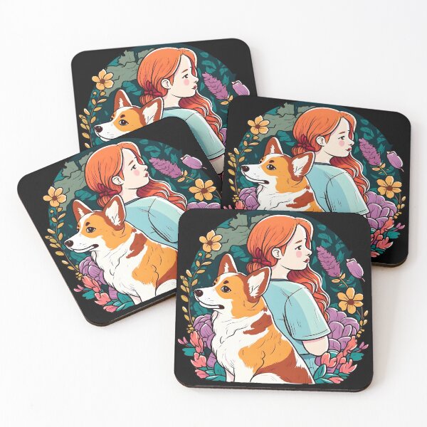 Item preview, Corgi & Girl Funny Pembroke Welsh Corgi Floral Vintage Dog Lover designed and sold by SecretDicer.