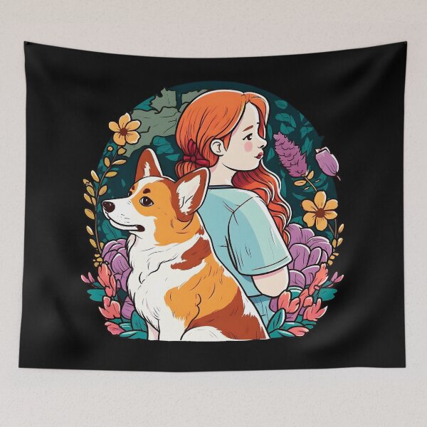 Item preview, Corgi & Girl Funny Pembroke Welsh Corgi Floral Vintage Dog Lover designed and sold by SecretDicer.