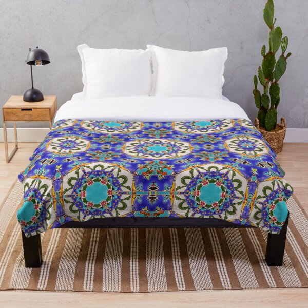 Artikelvorschau, Blaue Blumenfliese entworfen und verkauft von MothFluffStore.