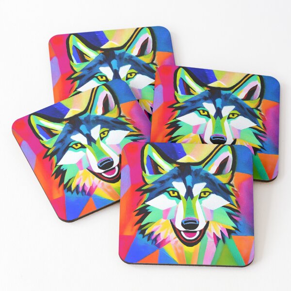 Item preview, Prismatic Carnivore - Colorful Wolf Painting designed and sold by ElLocoMus.