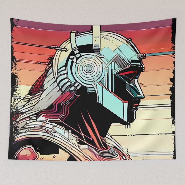 Item preview, Egyptian Scarab Beetle Cyberpunk Sticker Design: Futuristic Twist on Ancient Mythology designed and sold by Mytho Merch.