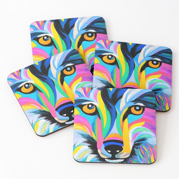 Item preview, Northern Lights - Colorful Arctic Wolf Art designed and sold by ElLocoMus.