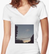 Sky and Building Women's Fitted V-Neck T-Shirt