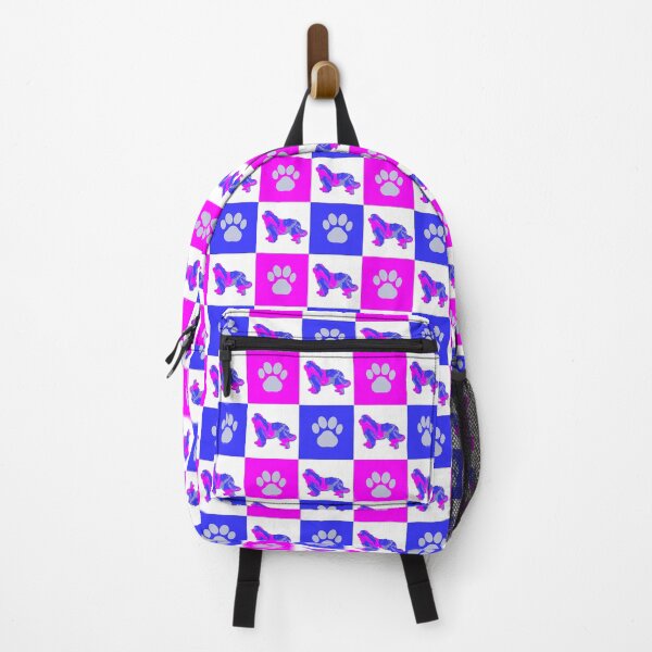 Item preview, Newfoundland / Newfie Dog & Paw Print Crazy Hot Pink & Blue Swirls designed and sold by AMSonArt.