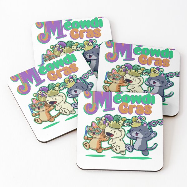 Item preview, Meowdi Gras. Cats celebrating Mardi gras, cat lovers.  designed and sold by SuperSpaceThugs.