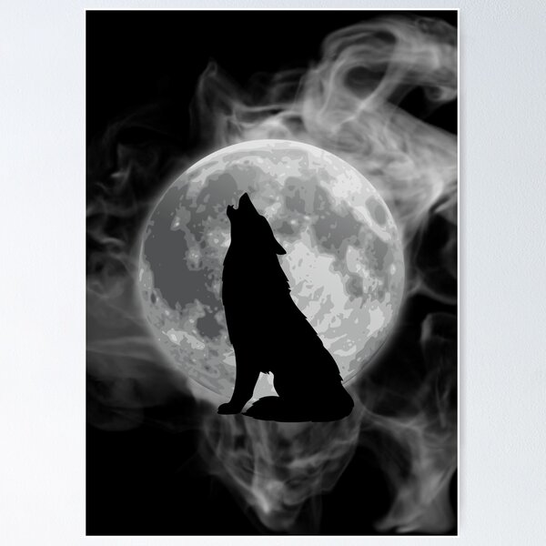 Werewolf By Night Full Moon Poster Black N White by AkiTheFull on