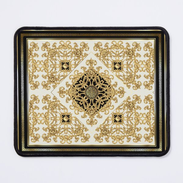 Item preview, Greek Key Diamond Ornate Baroque Black Gold Cream designed and sold by Yiorgos Designs.