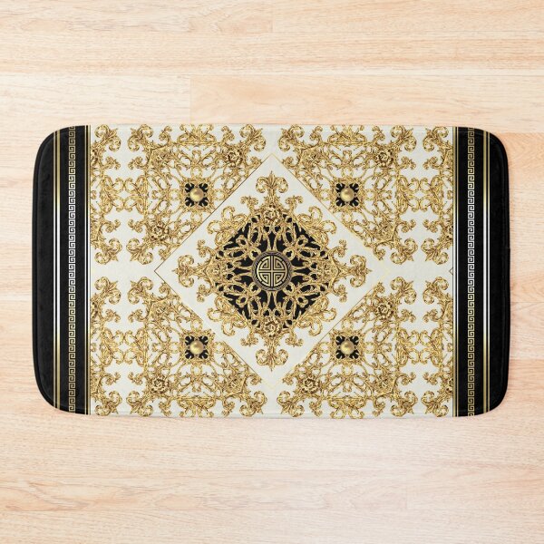 Item preview, Greek Key Diamond Ornate Baroque Black Gold Cream designed and sold by Yiorgos Designs.