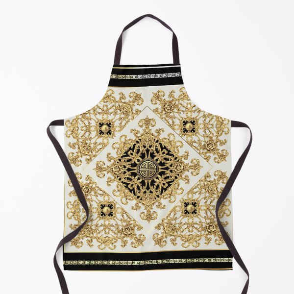 Item preview, Greek Key Diamond Ornate Baroque Black Gold Cream designed and sold by Yiorgos Designs.