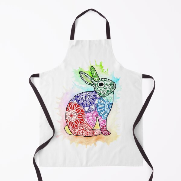 Item preview, Rainbow mandala rabbit with watercolor splash designed and sold by Calen Picard-Carroll.