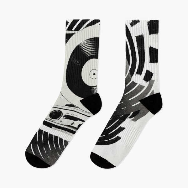 Item preview, Black & white of a vintage record player designed and sold by artefacta.