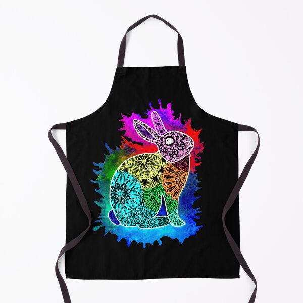 Item preview, Rainbow mandala rabbit with watercolor splash designed and sold by Calen Picard-Carroll.