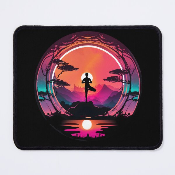 Item preview, Yoga Vrikshasana pose in sunset designed and sold by Brushpalette888.