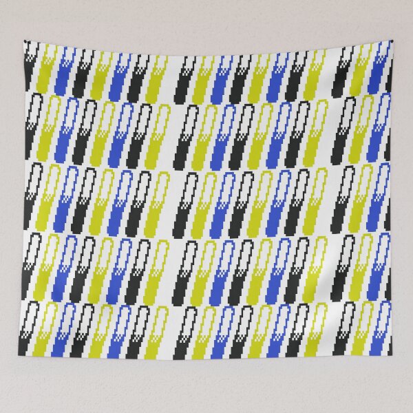 Item preview, Blue, Yellow, Black Pixelated Diagonal Lines Pattern designed and sold by TheJadeCat.