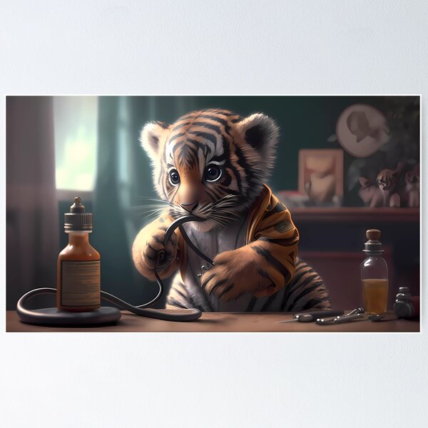 Item preview, cute baby tiger plays doctor designed and sold by SMILE88.