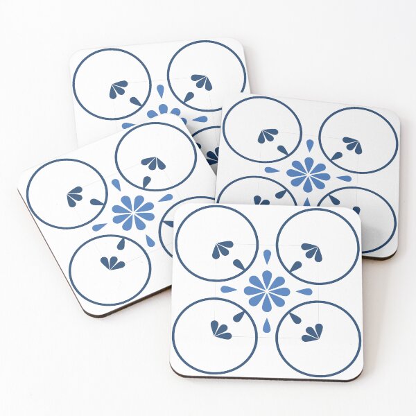 Item preview, Moroccan Blue Tiles Pattern Pattern Illustration, Blue, White Circle Floral, Mediterranean Style designed and sold by Dazzline Designs.