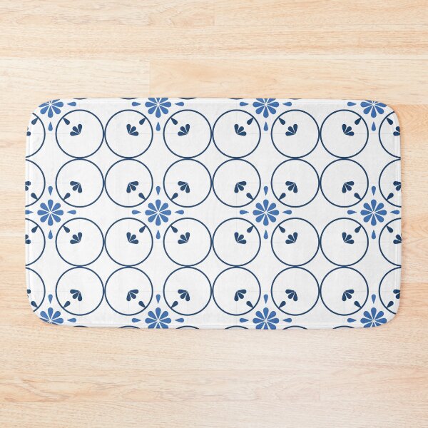 Item preview, Moroccan Blue Tiles Pattern Pattern Illustration, Blue, White Circle Floral, Mediterranean Style designed and sold by Dazzline Designs.