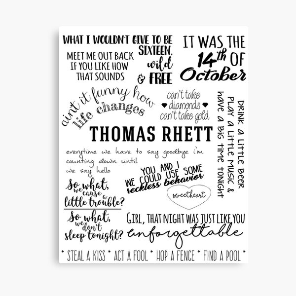 thomas rhett life changes album lyrics Canvas Print