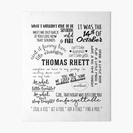 thomas rhett life changes album lyrics Art Board Print