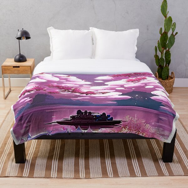 Artikelvorschau, frühling 3d, sakura, wolken, boot, dächer, endloses muster, rosa, lila, blumen, wasser, himmel, atmosphäre entworfen und verkauft von Maria Mihailova.