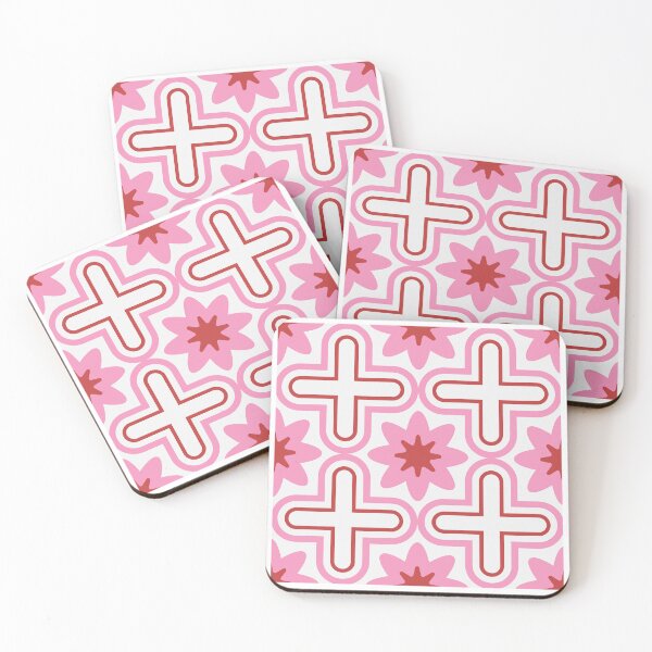 Item preview, Moroccan Red Pink Tiles Pattern Pattern Illustration, Pinks, White Circle Floral, Mediterranean Style designed and sold by Dazzline Designs.