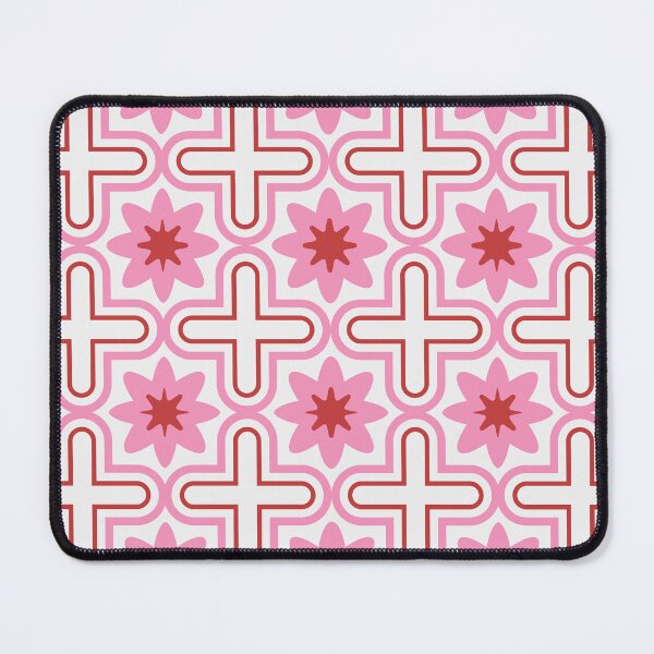 Item preview, Moroccan Red Pink Tiles Pattern Pattern Illustration, Pinks, White Circle Floral, Mediterranean Style designed and sold by Dazzline Designs.
