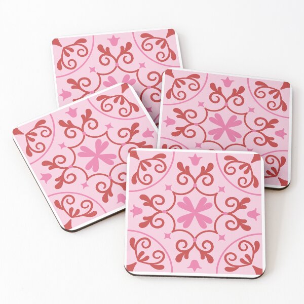 Item preview, Copy of Moroccan Red Pink Tiles Pattern Pattern Illustration, Pinks, White Circle Floral, Mediterranean Style designed and sold by Dazzline Designs.
