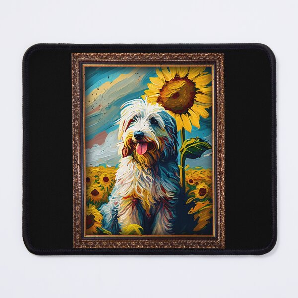 Item preview, Aussiedoodle Sunflower Painting Adorable Dog designed and sold by rafaeltto.