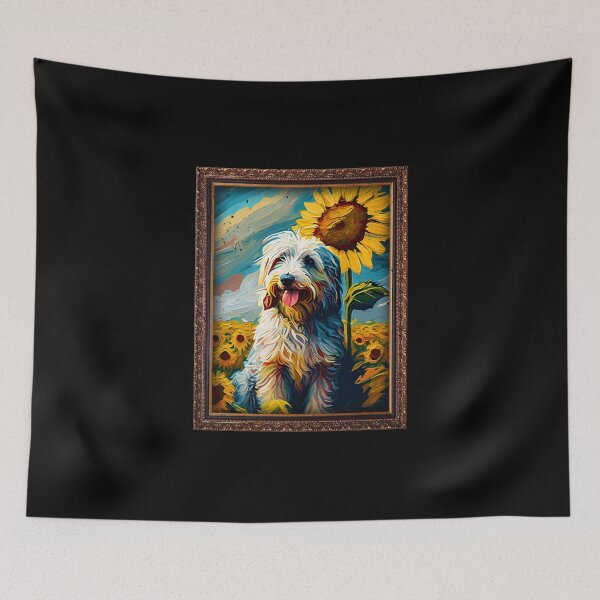 Item preview, Aussiedoodle Sunflower Painting Adorable Dog designed and sold by rafaeltto.