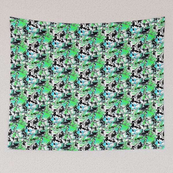 Item preview, Green Black Blue White Abstraction  designed and sold by awsomepatterns.