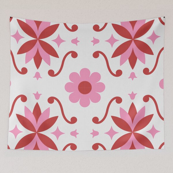 Item preview, Copy of Copy of Moroccan Red Pink Tiles Pattern Pattern Illustration, Pinks, White Circle Floral, Mediterranean Style designed and sold by Dazzline Designs.
